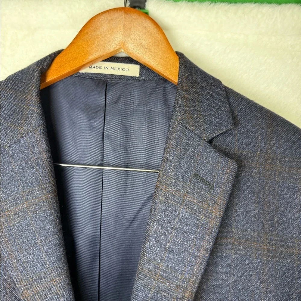 Joseph Abboud Blue Plaid suit jacket Angelico Super 100s Wool medium